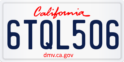 CA license plate 6TQL506