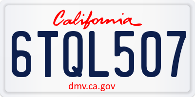 CA license plate 6TQL507