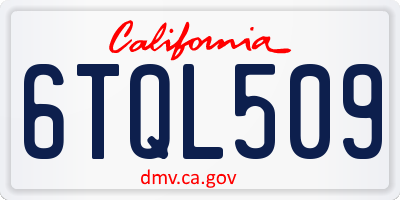 CA license plate 6TQL509