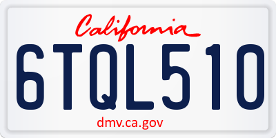 CA license plate 6TQL510