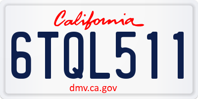 CA license plate 6TQL511