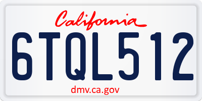 CA license plate 6TQL512