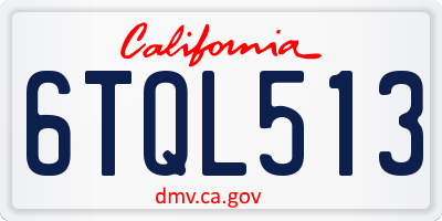 CA license plate 6TQL513