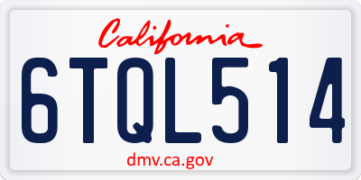 CA license plate 6TQL514