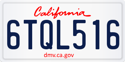 CA license plate 6TQL516