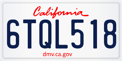 CA license plate 6TQL518