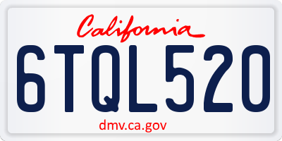 CA license plate 6TQL520