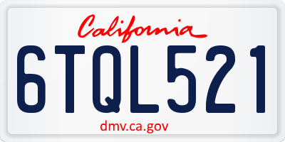 CA license plate 6TQL521