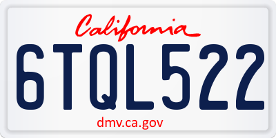 CA license plate 6TQL522