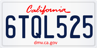 CA license plate 6TQL525