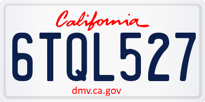 CA license plate 6TQL527