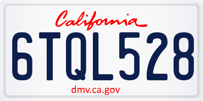 CA license plate 6TQL528