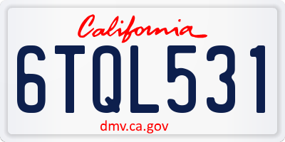 CA license plate 6TQL531