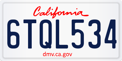 CA license plate 6TQL534