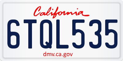 CA license plate 6TQL535