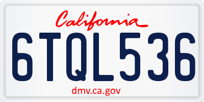 CA license plate 6TQL536