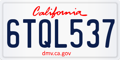 CA license plate 6TQL537