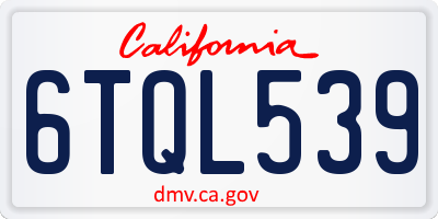 CA license plate 6TQL539