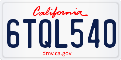 CA license plate 6TQL540