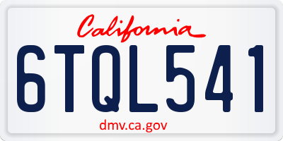 CA license plate 6TQL541