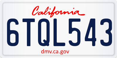 CA license plate 6TQL543