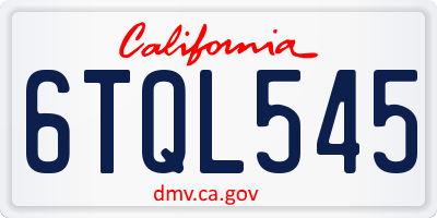 CA license plate 6TQL545