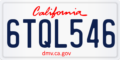 CA license plate 6TQL546