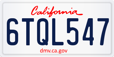 CA license plate 6TQL547