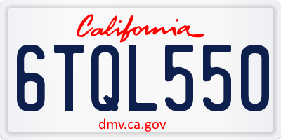 CA license plate 6TQL550