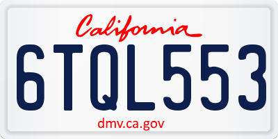 CA license plate 6TQL553