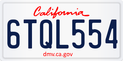 CA license plate 6TQL554