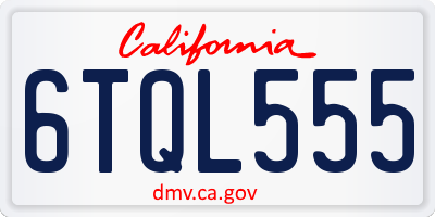 CA license plate 6TQL555