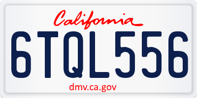 CA license plate 6TQL556