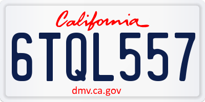 CA license plate 6TQL557