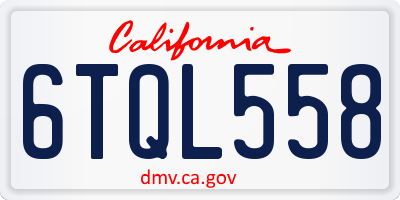 CA license plate 6TQL558