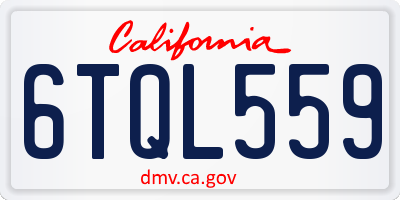 CA license plate 6TQL559