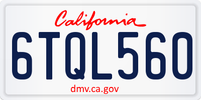 CA license plate 6TQL560