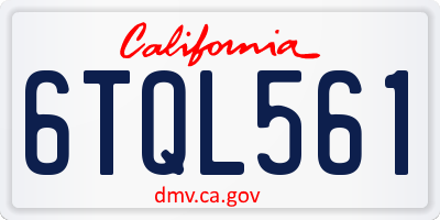 CA license plate 6TQL561