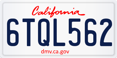 CA license plate 6TQL562