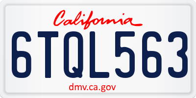 CA license plate 6TQL563