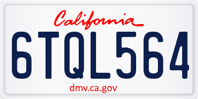 CA license plate 6TQL564