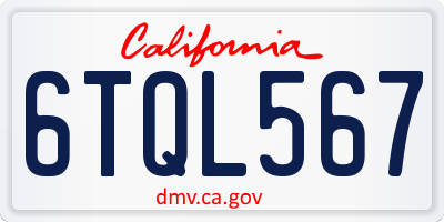 CA license plate 6TQL567