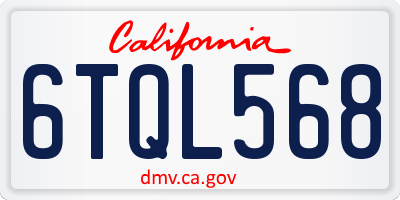 CA license plate 6TQL568