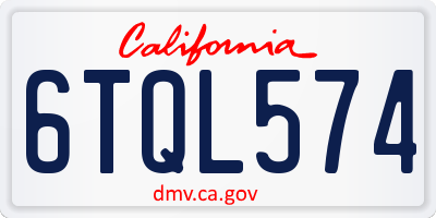 CA license plate 6TQL574