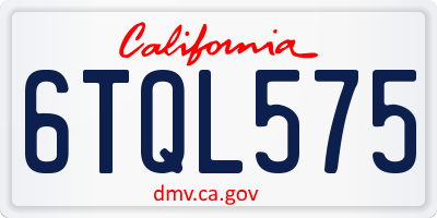 CA license plate 6TQL575