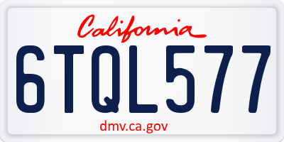 CA license plate 6TQL577