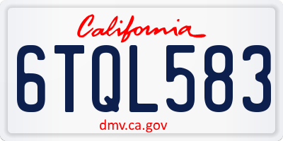 CA license plate 6TQL583