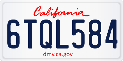 CA license plate 6TQL584