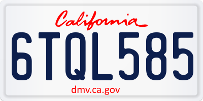 CA license plate 6TQL585