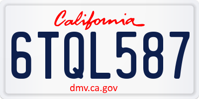 CA license plate 6TQL587